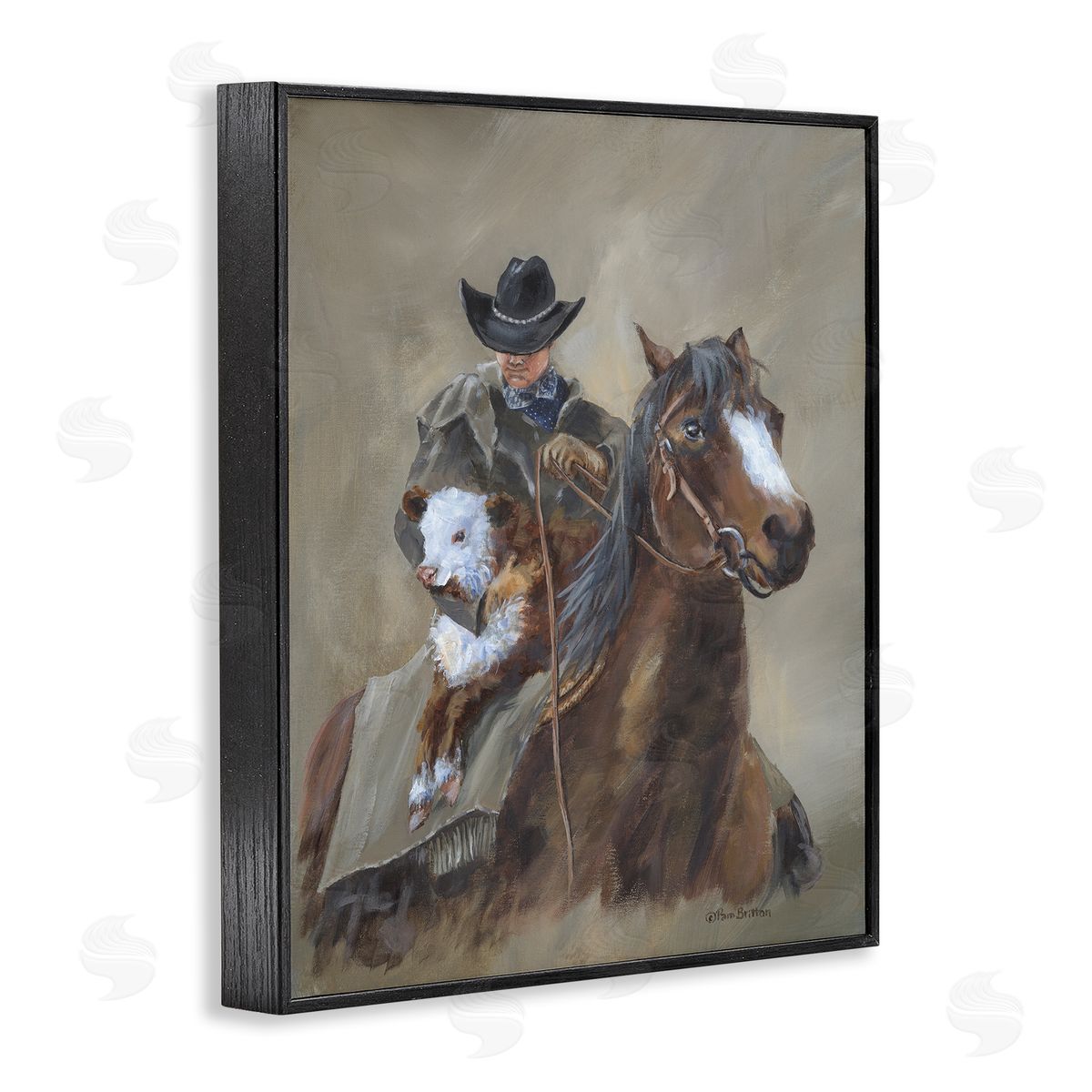 Ranch Cowboy & Western Horse Black Frame Print Wall Art, Home Decor by Pam Britton