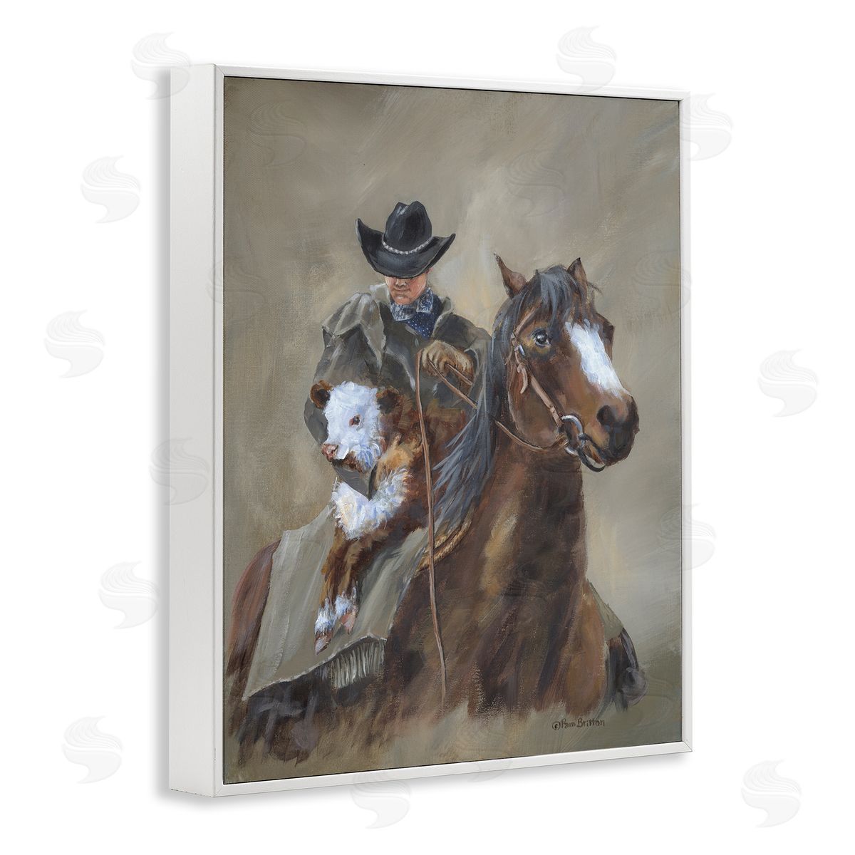 Ranch Cowboy & Western Horse White Frame Print Wall Art, Home Decor by Pam Britton