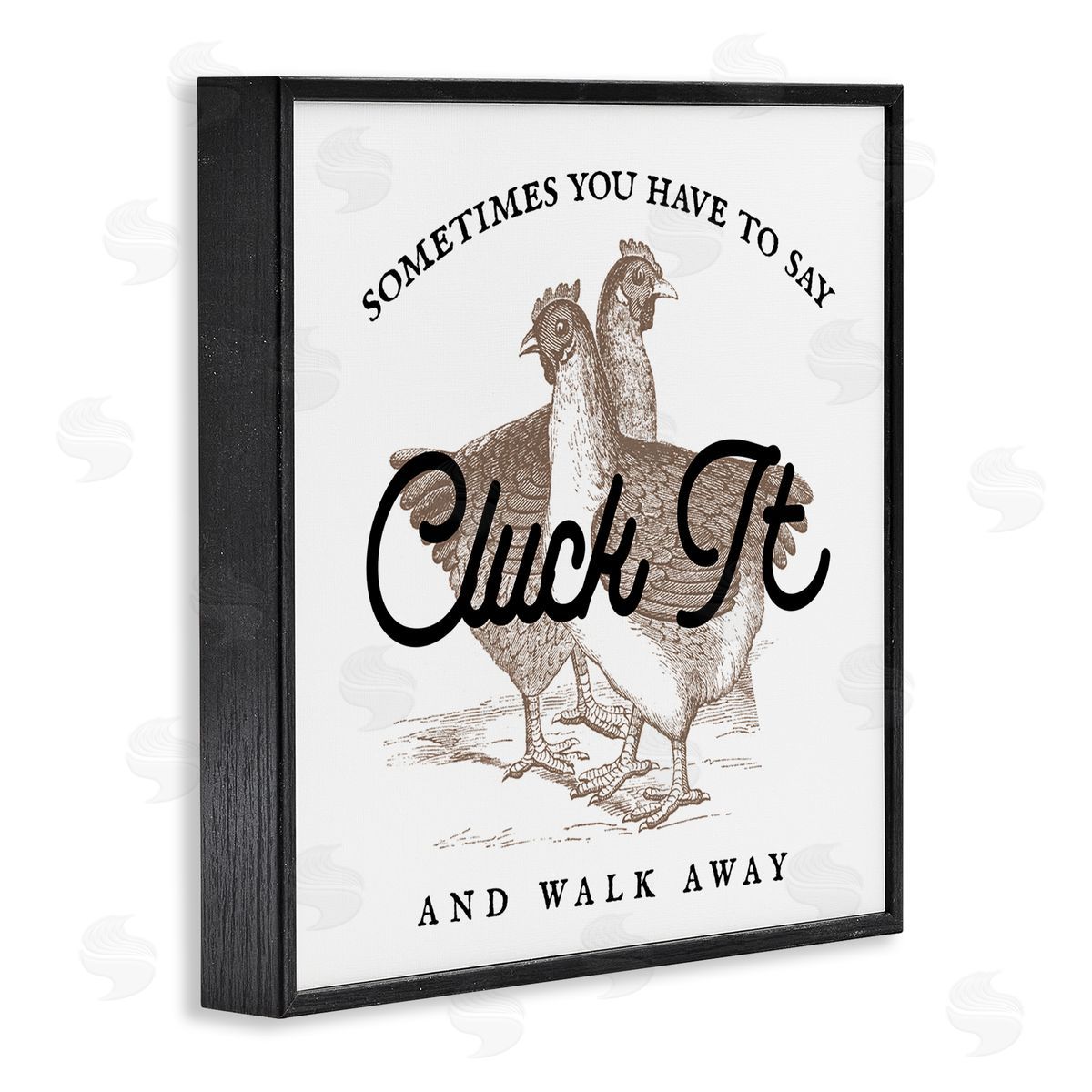 Stupell Studio Cluck It & Walk Away Funny Chickens Black Framed Glicee Wall Art Print