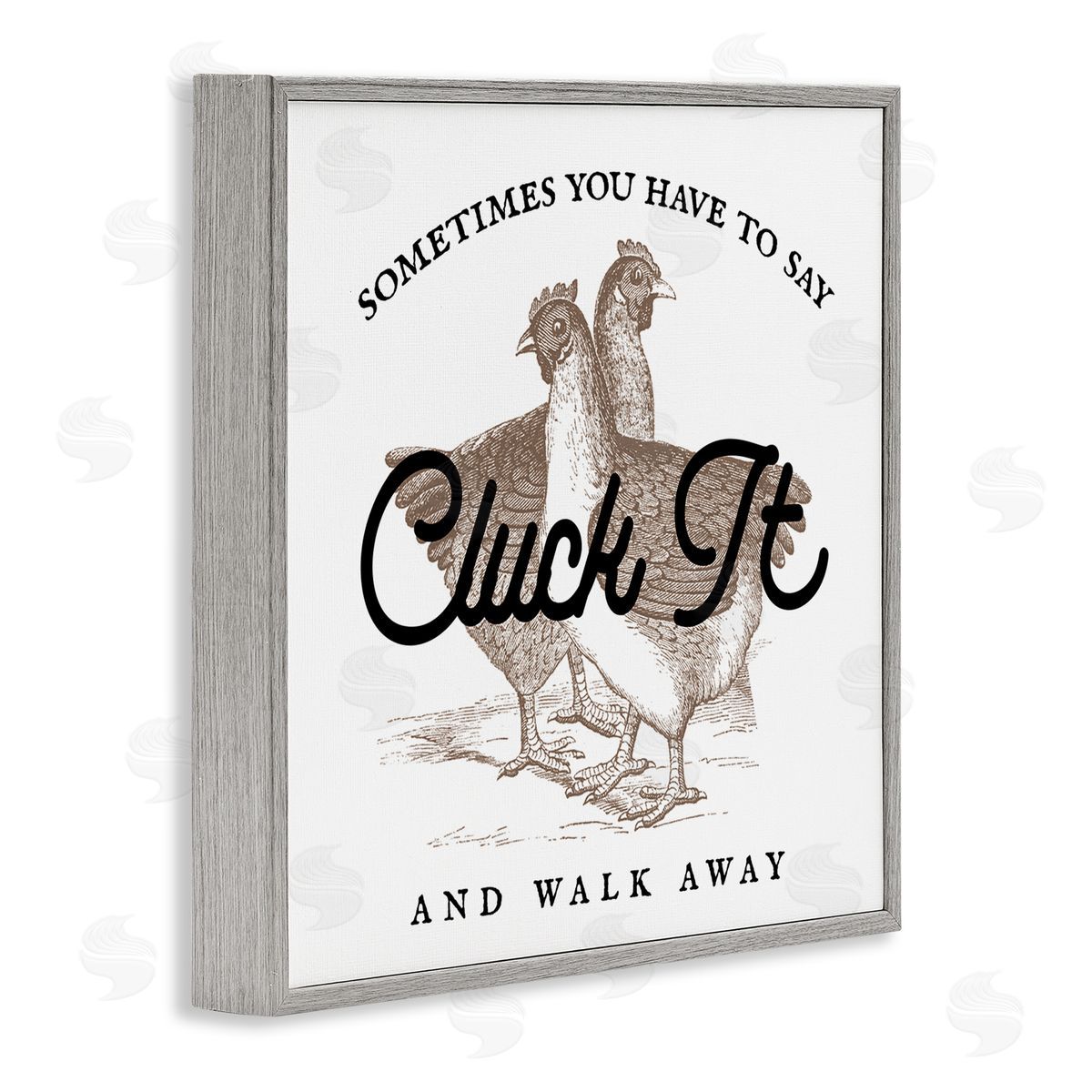 Stupell Studio Cluck It & Walk Away Funny Chickens Gray Framed Glicee Wall Art Print