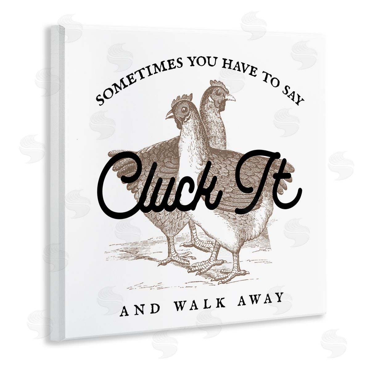 Stupell Studio Cluck It & Walk Away Funny Chickens Wooden Wall Plaque Art Print