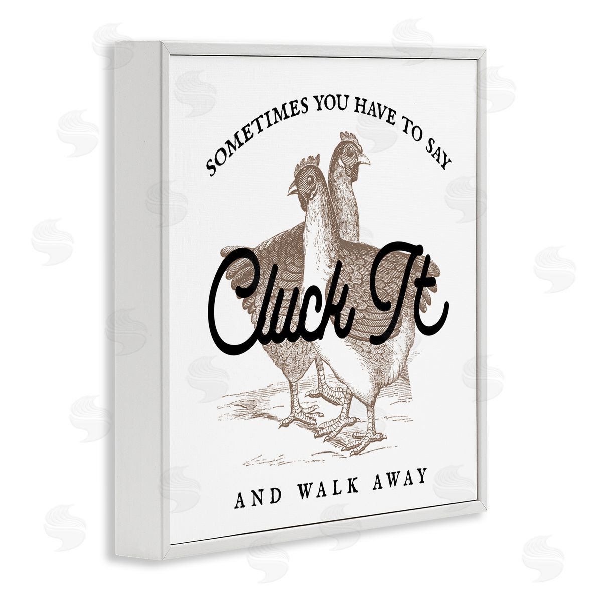 Stupell Studio Cluck It & Walk Away Funny Chickens White Framed Glicee Wall Art Print