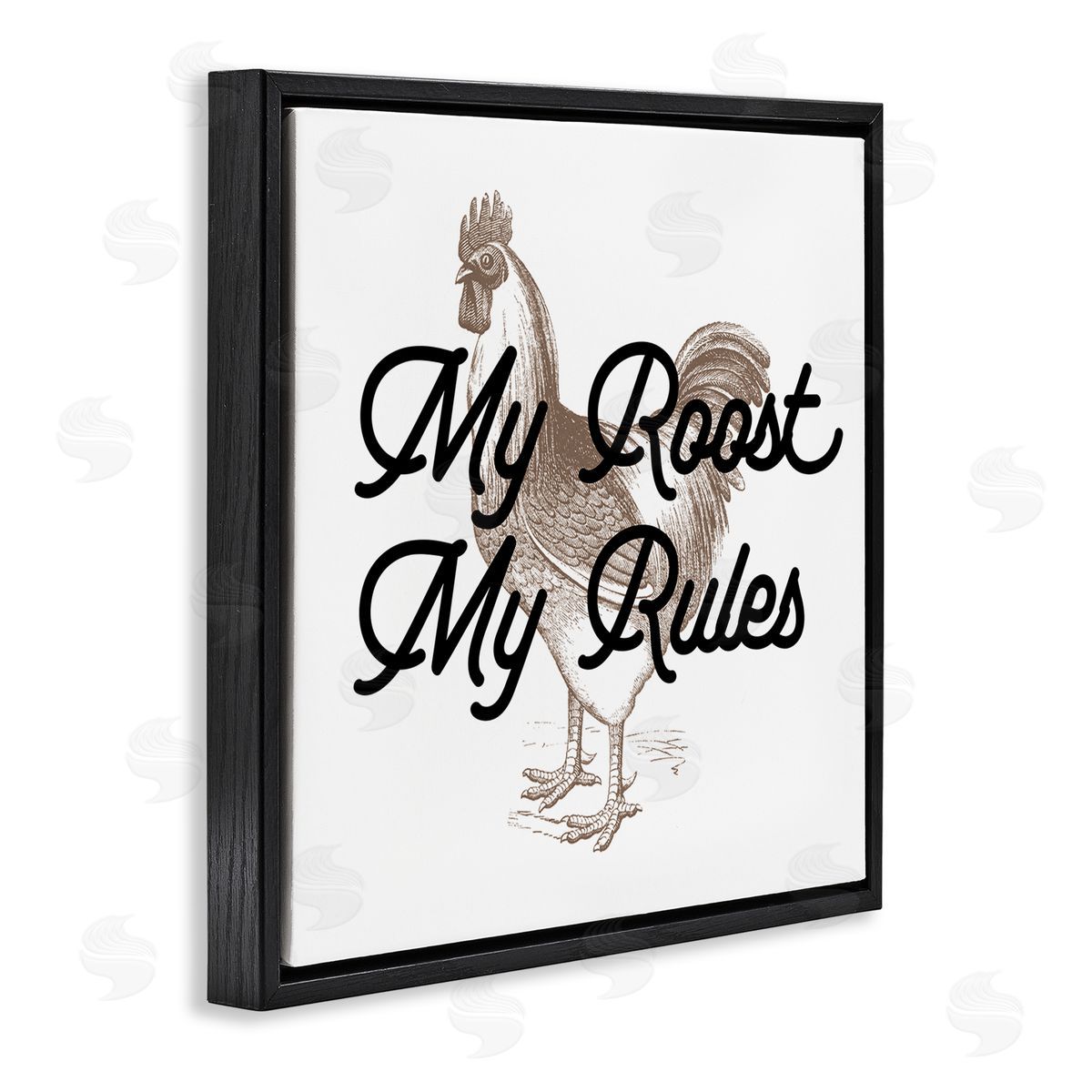 Stupell Studio My Roost & Rules Farmhouse Humor Black Floating Frame Canvas Wall Art Print