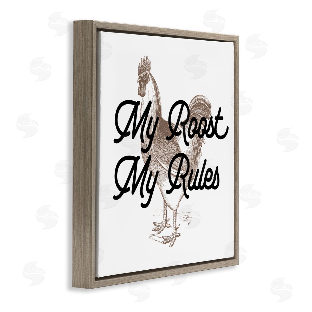 Stupell Studio My Roost & Rules Farmhouse Humor Brown Floating Frame Canvas Wall Art Print