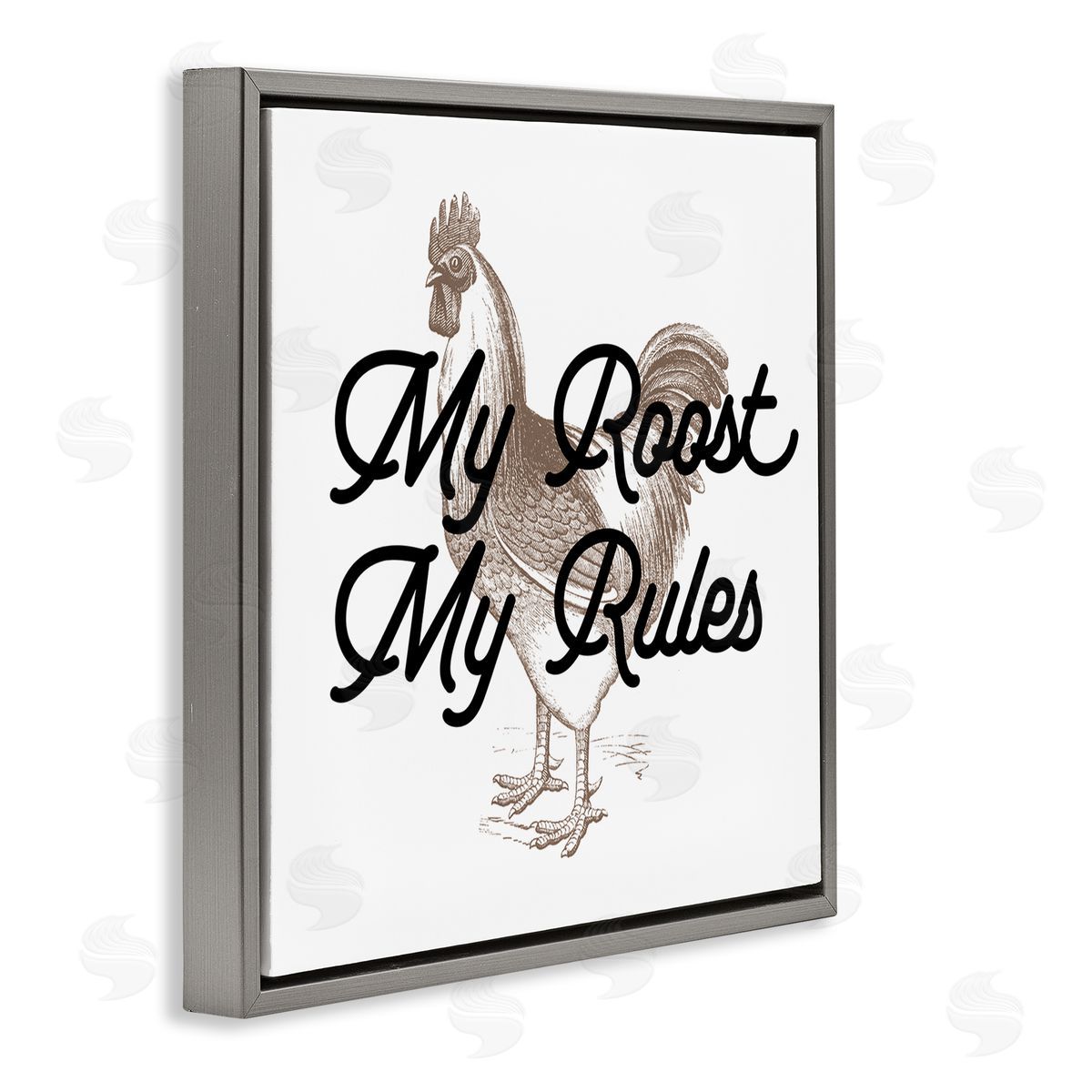 Stupell Studio My Roost & Rules Farmhouse Humor Gray Floating Frame Canvas Wall Art Print