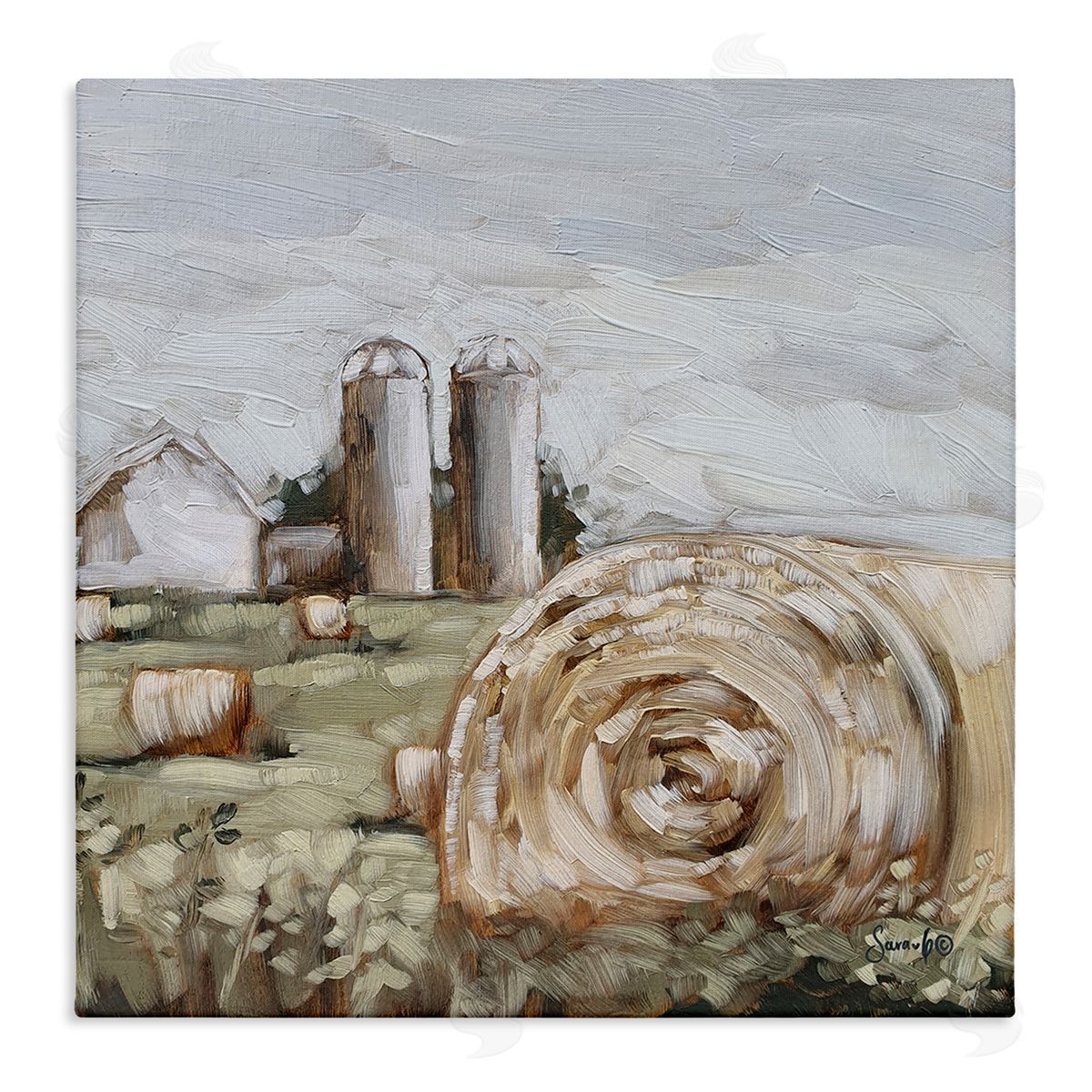 Hay Bales Farmland Pasture Canvas Wall Art, Home Decor by Sara G. Designs