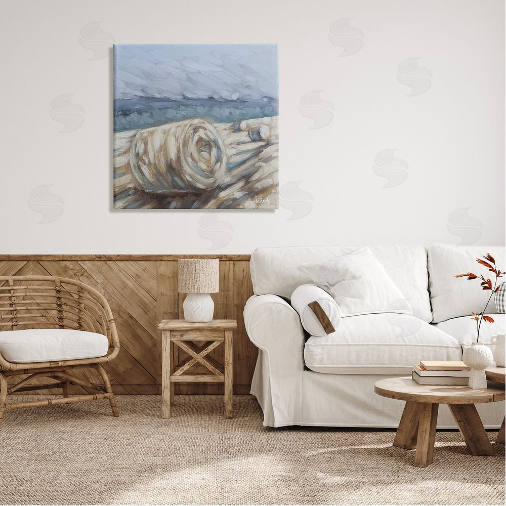 Sara G. Designs Hay Bales Rural Farm Field Canvas Wall Art in Room