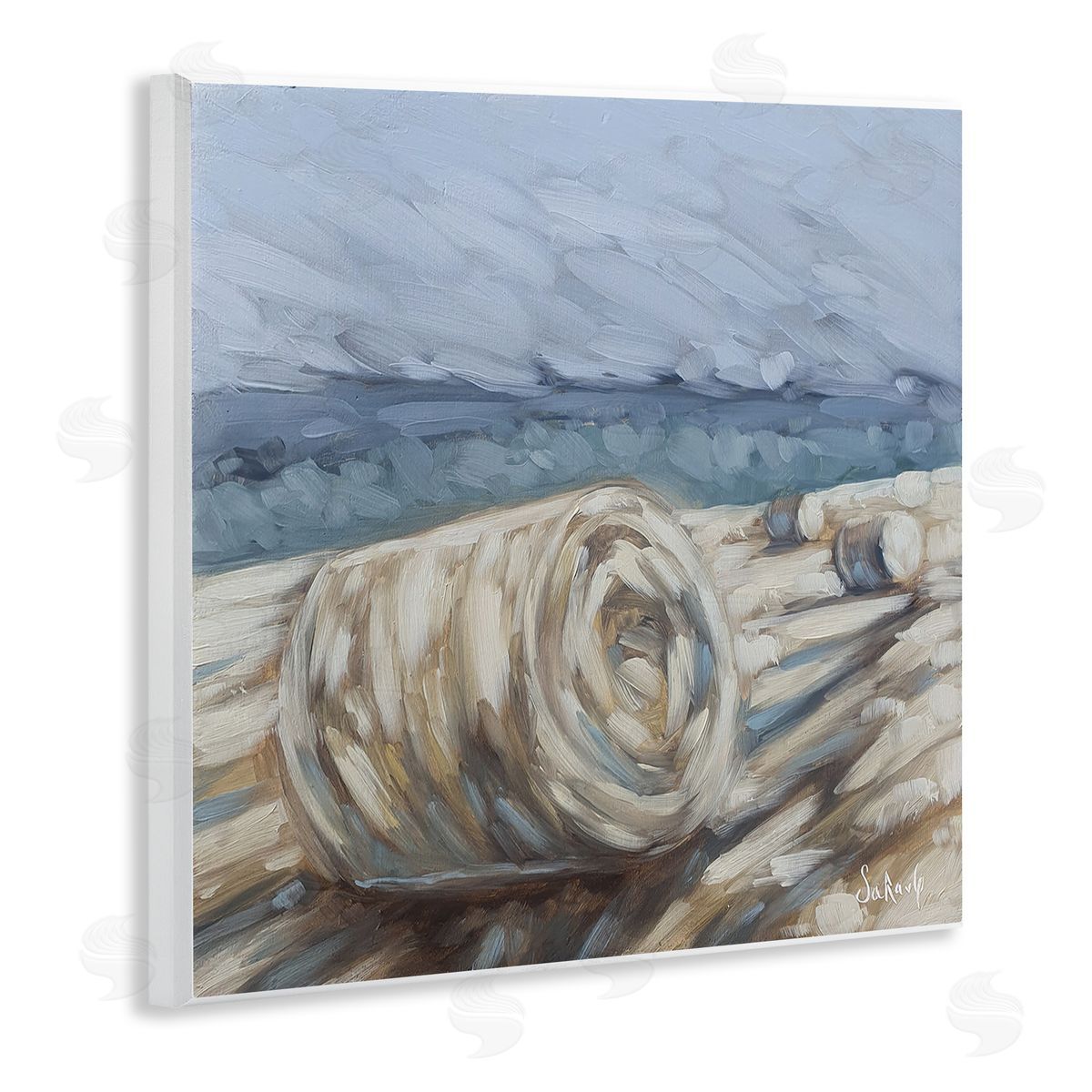 Sara G. Designs Hay Bales Rural Farm Field Wooden Wall Plaque Art Print