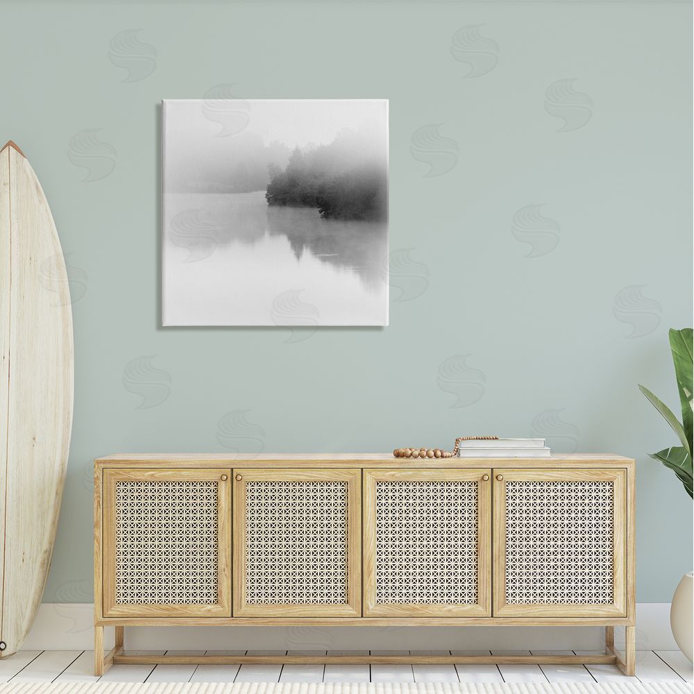 Nicholas Bell Foggy Lake Mysterious Reflection Canvas Wall Art in Room