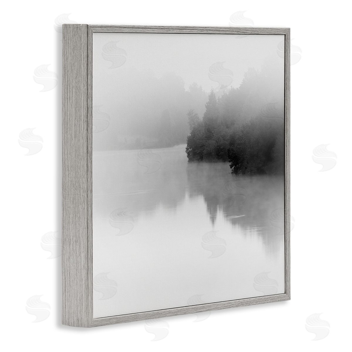 Nicholas Bell Foggy Lake Mysterious Reflection Gray Framed Glicee Wall Art Print