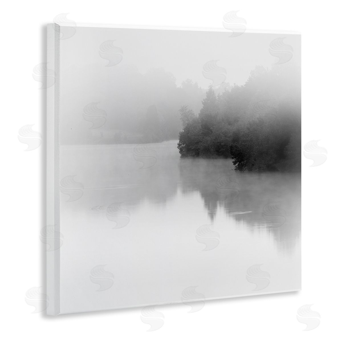 Nicholas Bell Foggy Lake Mysterious Reflection Wooden Wall Plaque Art Print
