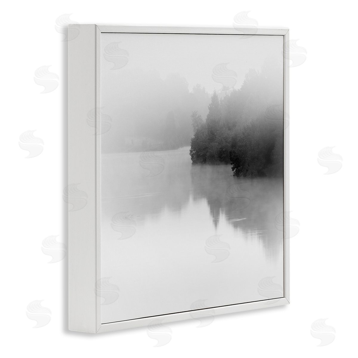 Nicholas Bell Foggy Lake Mysterious Reflection White Framed Glicee Wall Art Print
