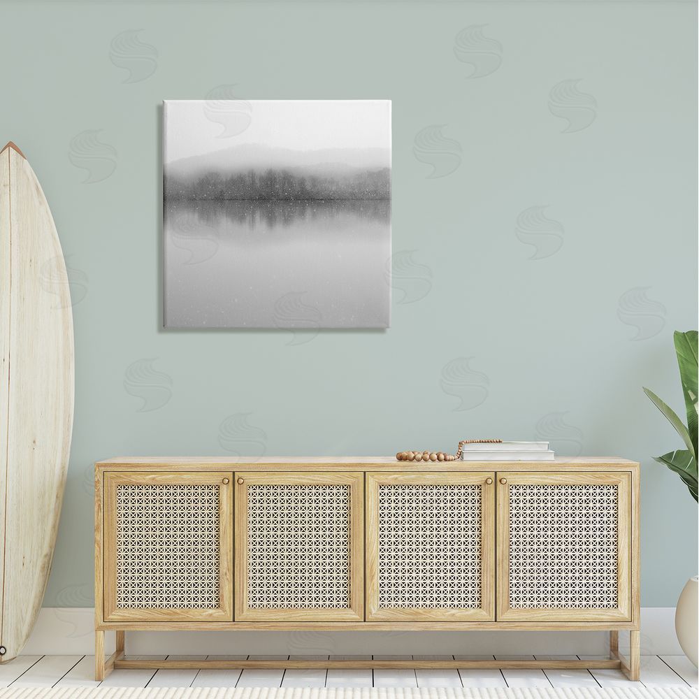 Nicholas Bell Mountainous Lake Trees Reflection Canvas Wall Art in Room