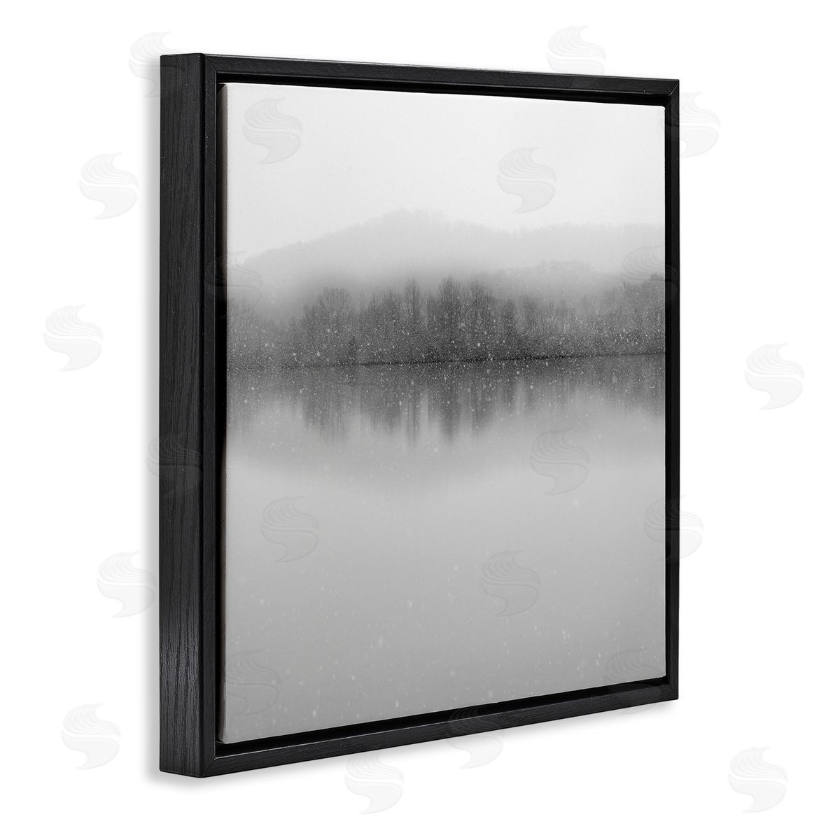 Nicholas Bell Mountainous Lake Trees Reflection Black Floating Frame Canvas Wall Art Print