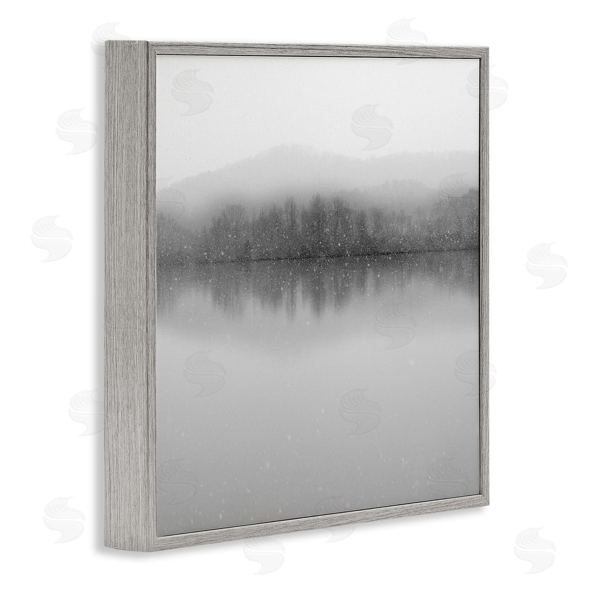 Nicholas Bell Mountainous Lake Trees Reflection Gray Framed Glicee Wall Art Print