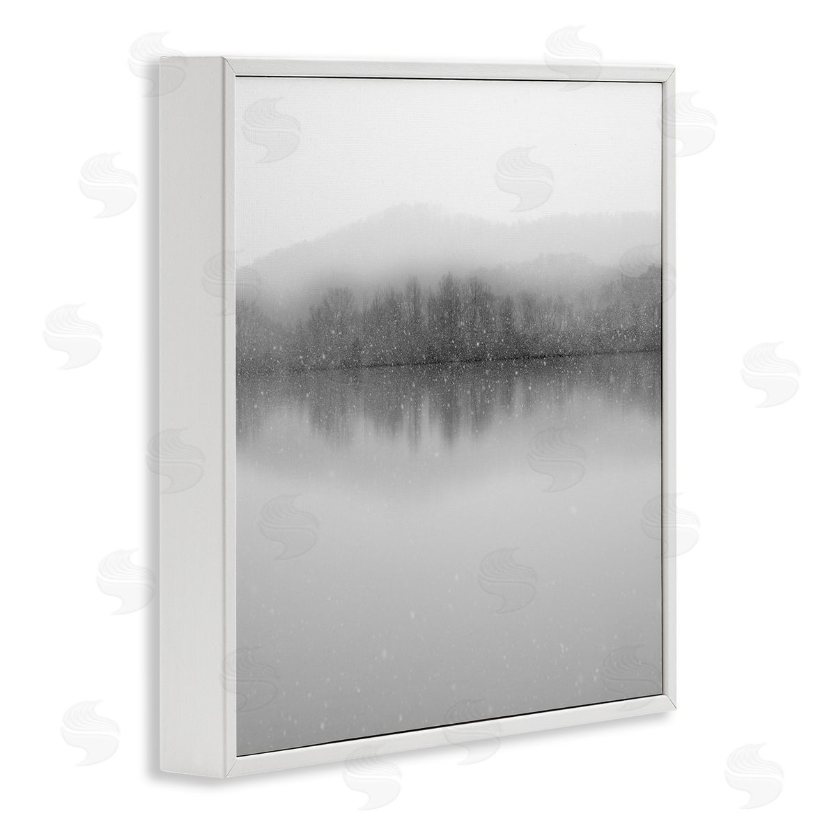 Nicholas Bell Mountainous Lake Trees Reflection White Framed Glicee Wall Art Print