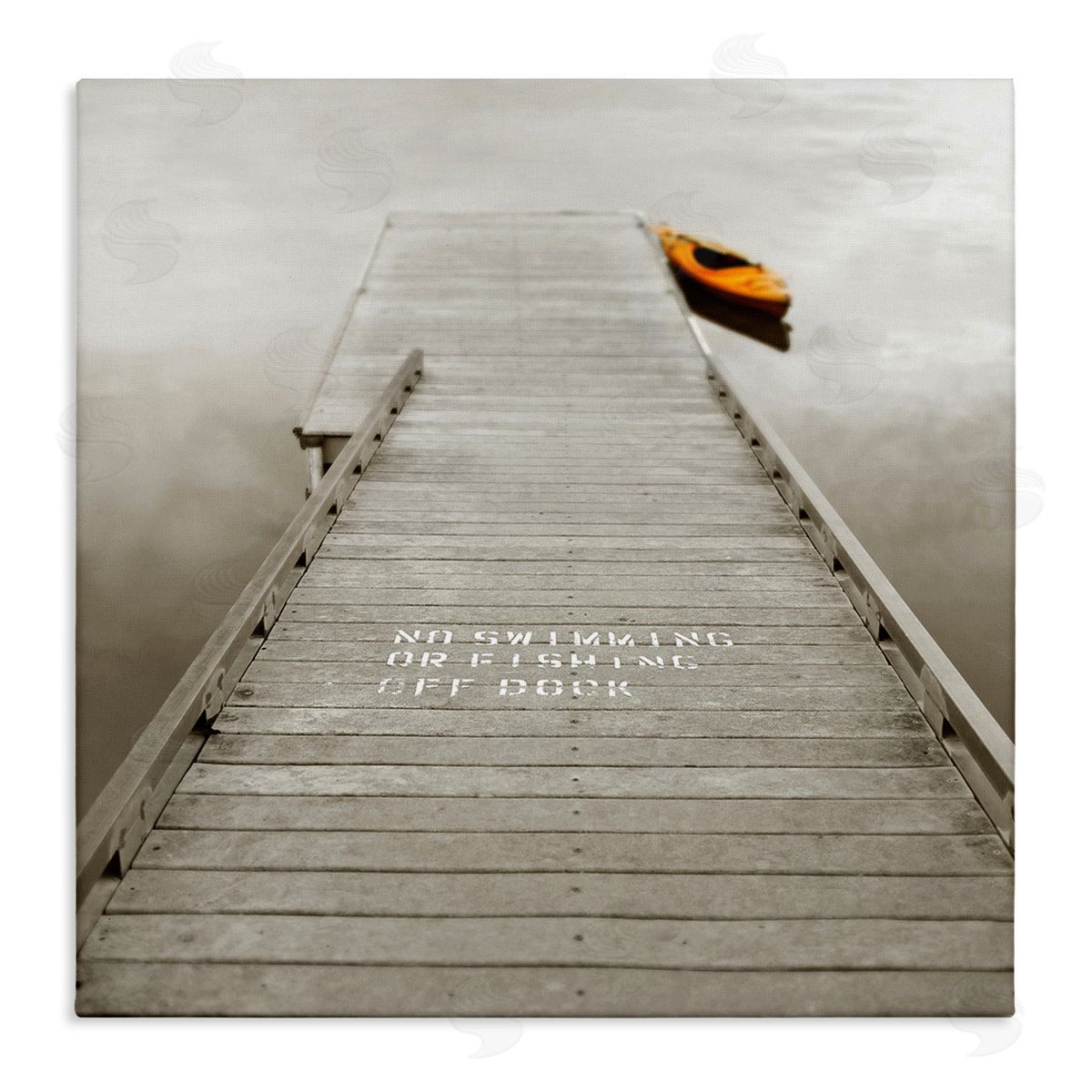Nicholas Bell Summer Lake Dock Kayaking Stretched Canvas Wall Art Print