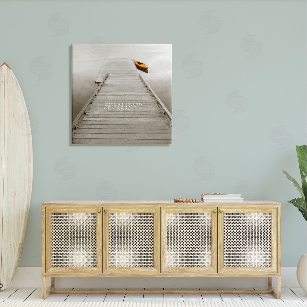 Nicholas Bell Summer Lake Dock Kayaking Canvas Wall Art in Room