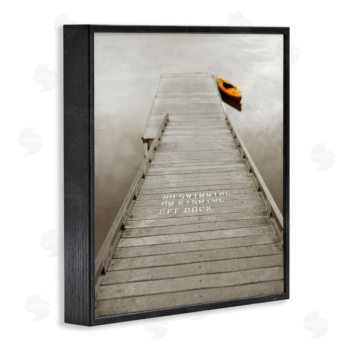 Nicholas Bell Summer Lake Dock Kayaking Black Framed Glicee Wall Art Print