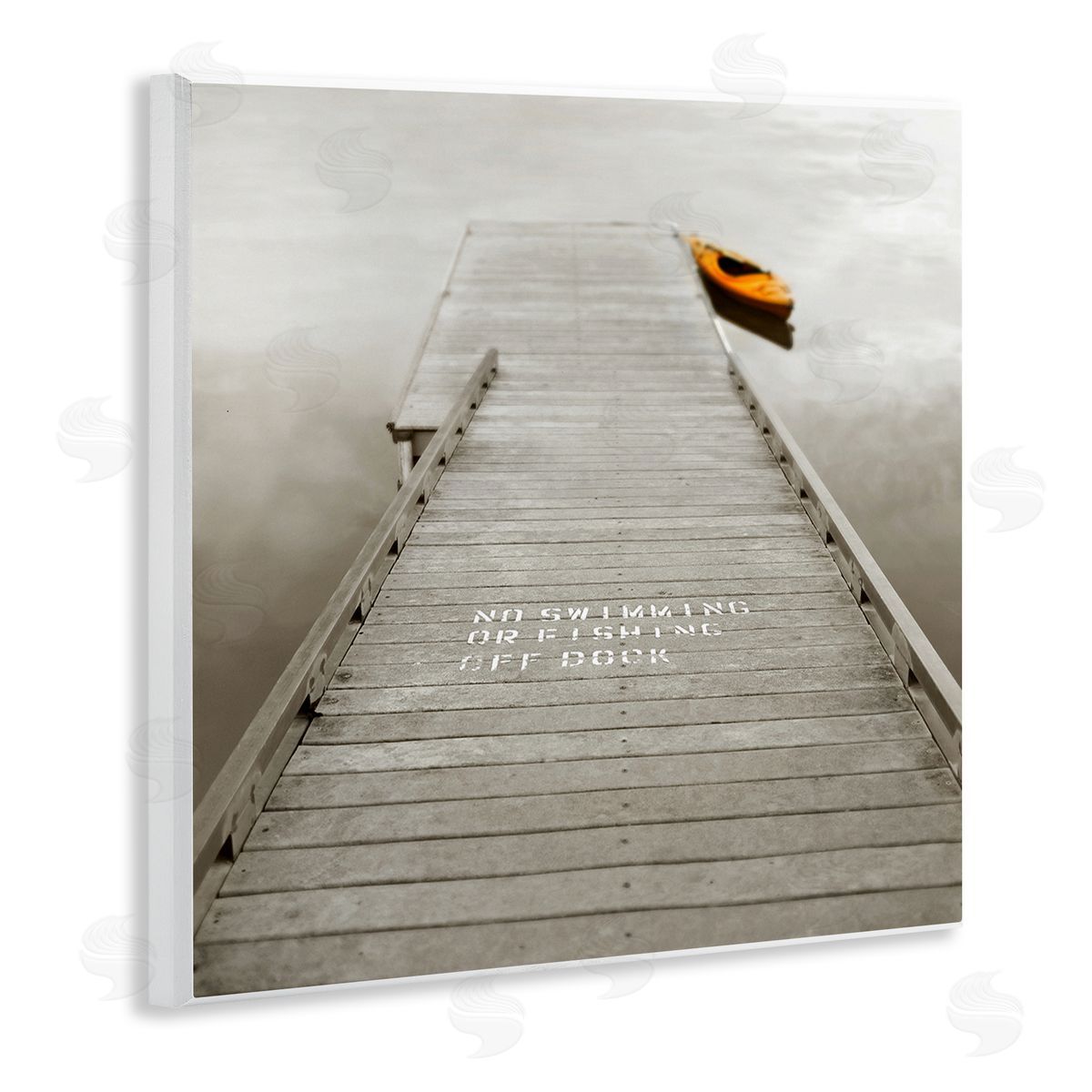 Nicholas Bell Summer Lake Dock Kayaking Wooden Wall Plaque Art Print