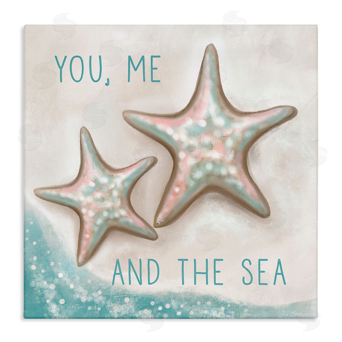 Elizabeth Tyndall You Me & Sea Beach Starfish Romance Stretched Canvas Wall Art Print
