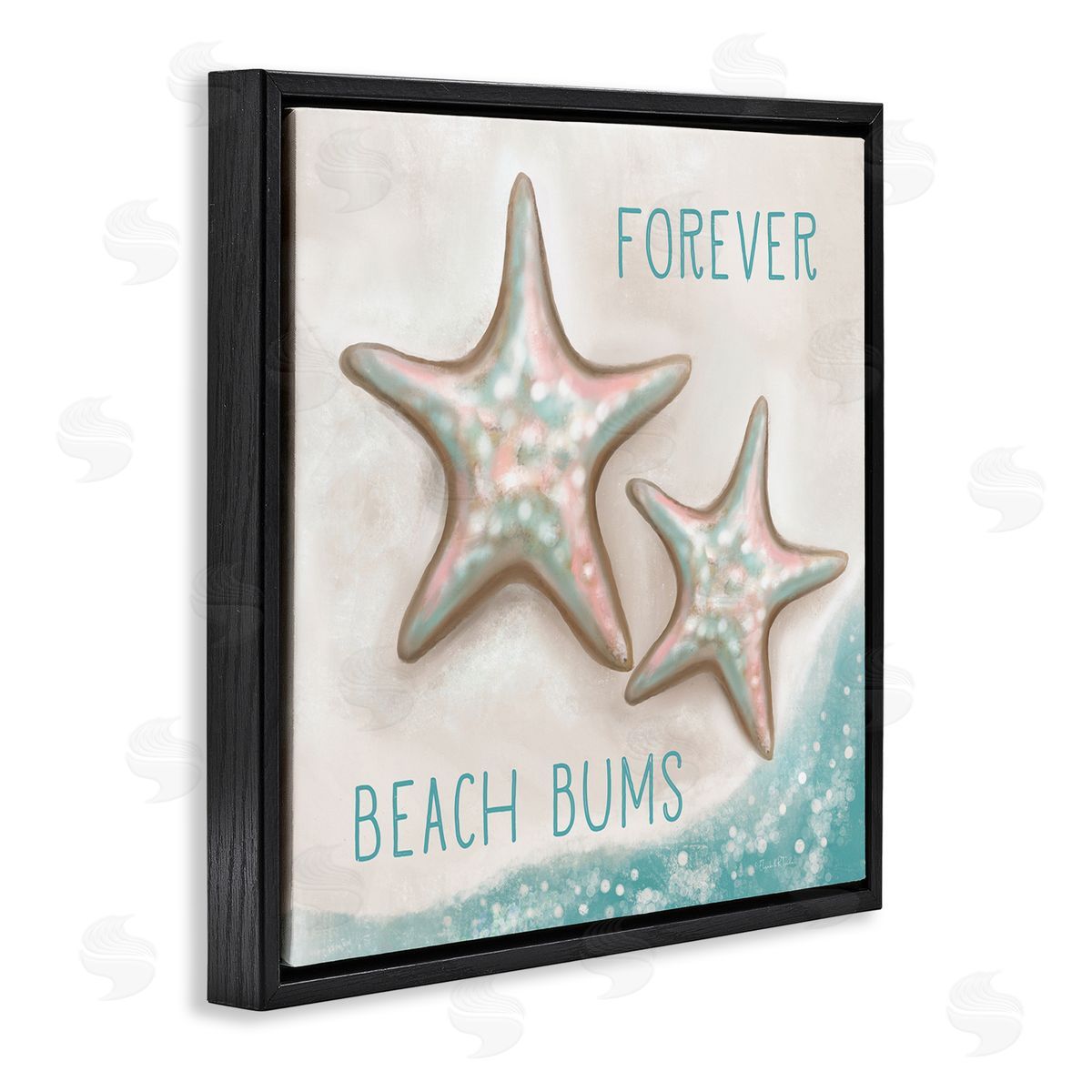 Elizabeth Tyndall Forever Beach Bums Starfish Duo Black Floating Frame Canvas Wall Art Print