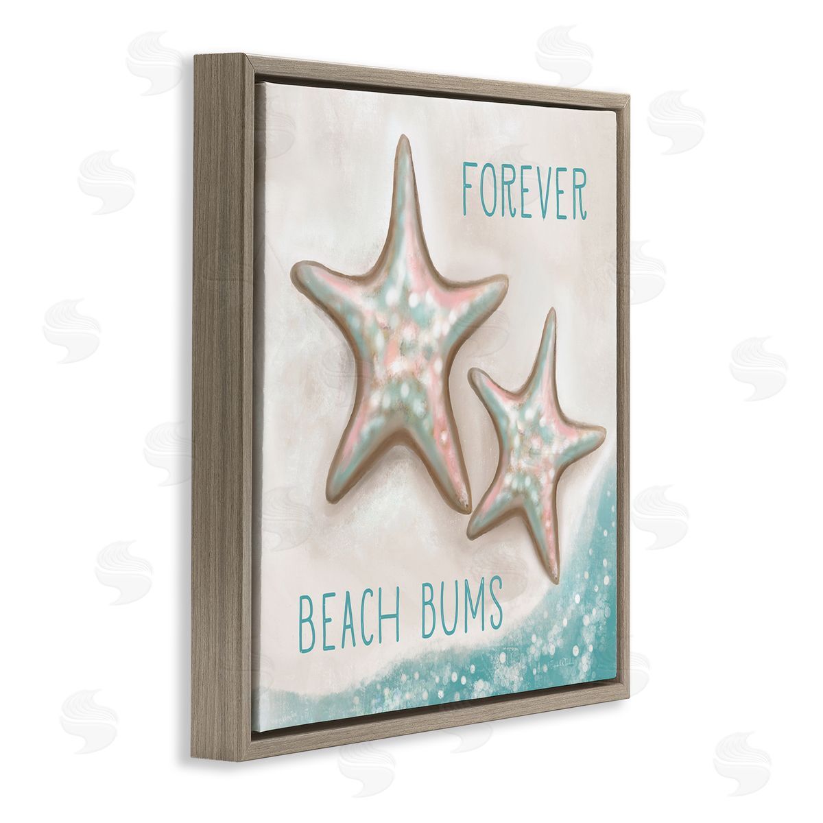 Elizabeth Tyndall Forever Beach Bums Starfish Duo Brown Floating Frame Canvas Wall Art Print