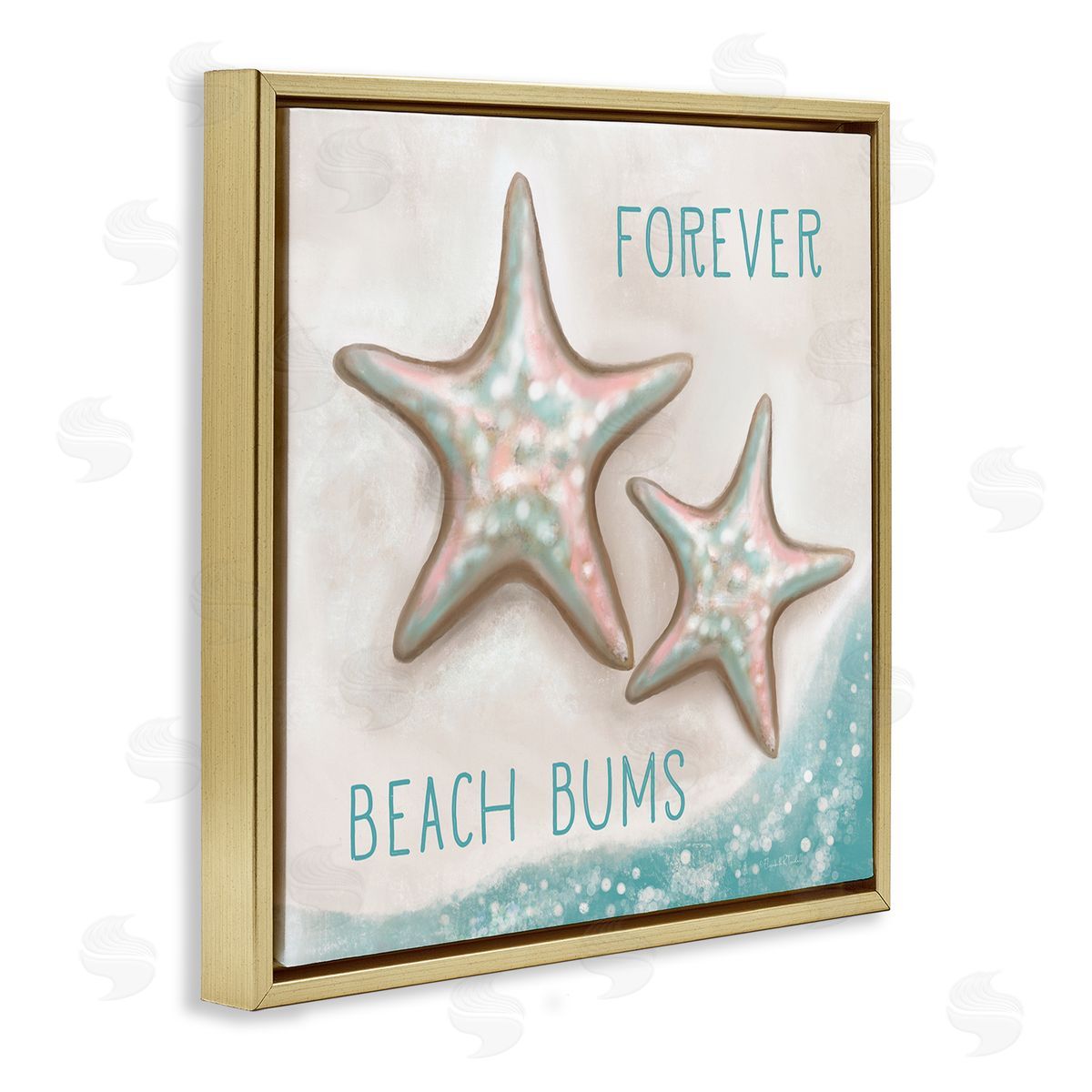 Elizabeth Tyndall Forever Beach Bums Starfish Duo Gold Floating Frame Canvas Wall Art Print
