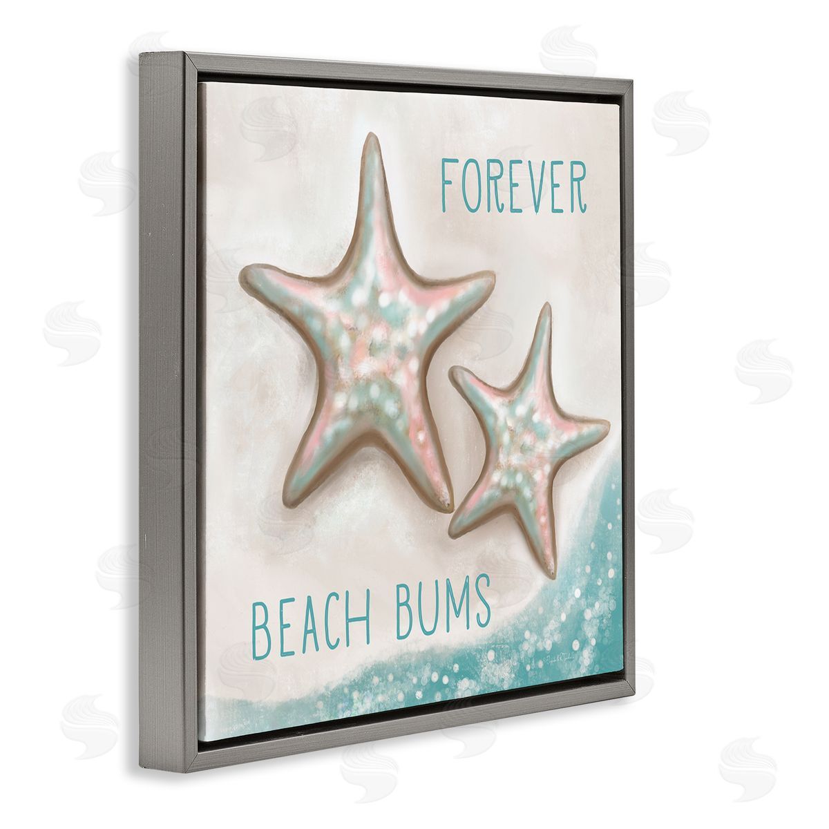 Elizabeth Tyndall Forever Beach Bums Starfish Duo Gray Floating Frame Canvas Wall Art Print