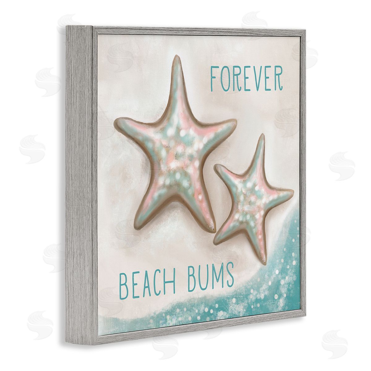 Elizabeth Tyndall Forever Beach Bums Starfish Duo Gray Framed Glicee Wall Art Print