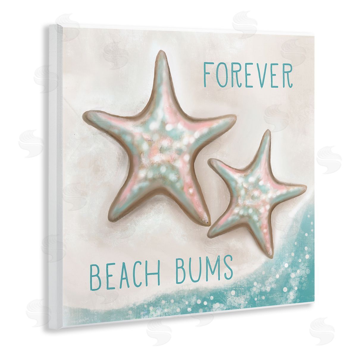 Elizabeth Tyndall Forever Beach Bums Starfish Duo Wooden Wall Plaque Art Print