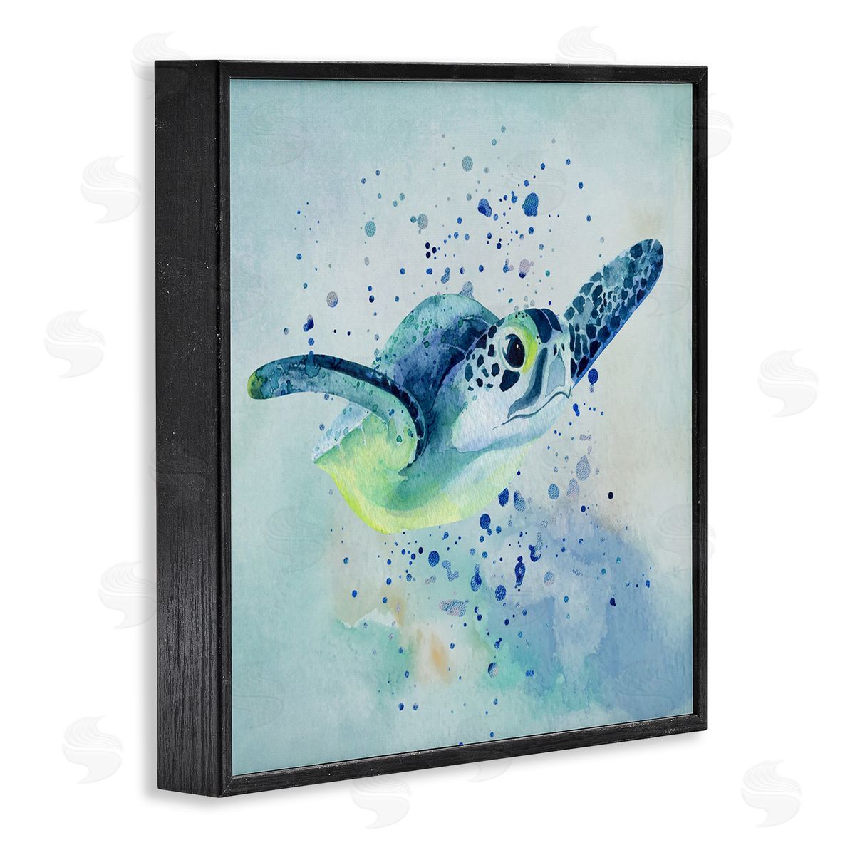 Karen Smith Sea Turtle Underwater Bubbles Splash Black Framed Glicee Wall Art Print