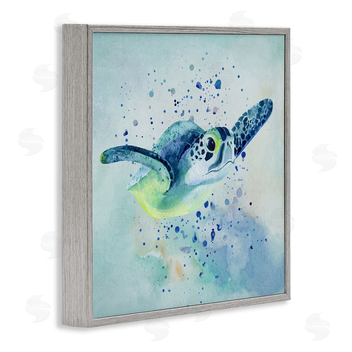 Karen Smith Sea Turtle Underwater Bubbles Splash Gray Framed Glicee Wall Art Print