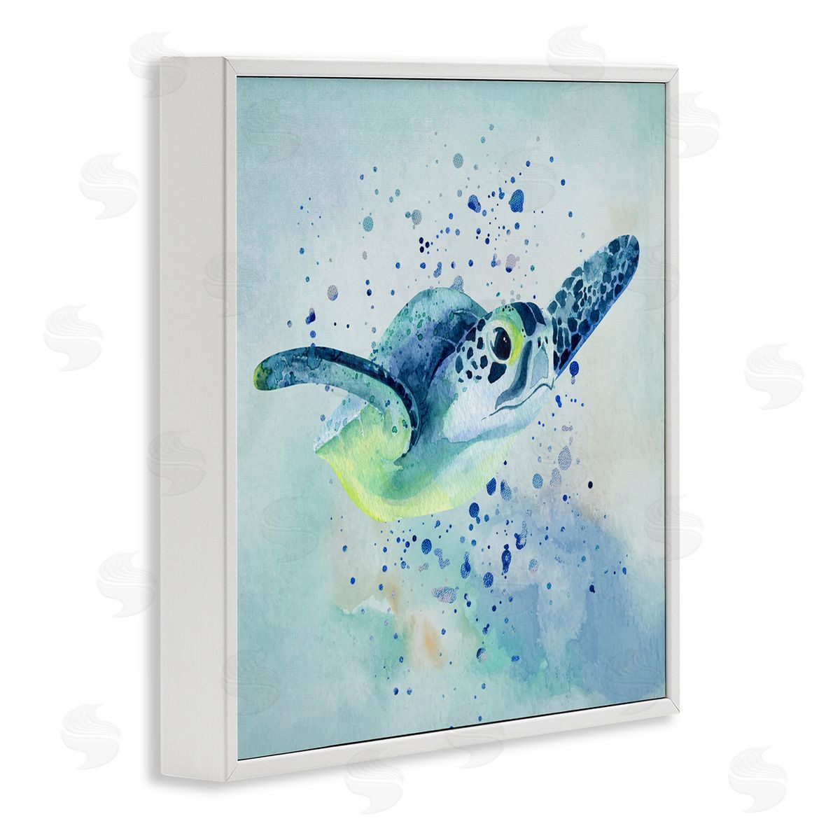 Karen Smith Sea Turtle Underwater Bubbles Splash White Framed Glicee Wall Art Print