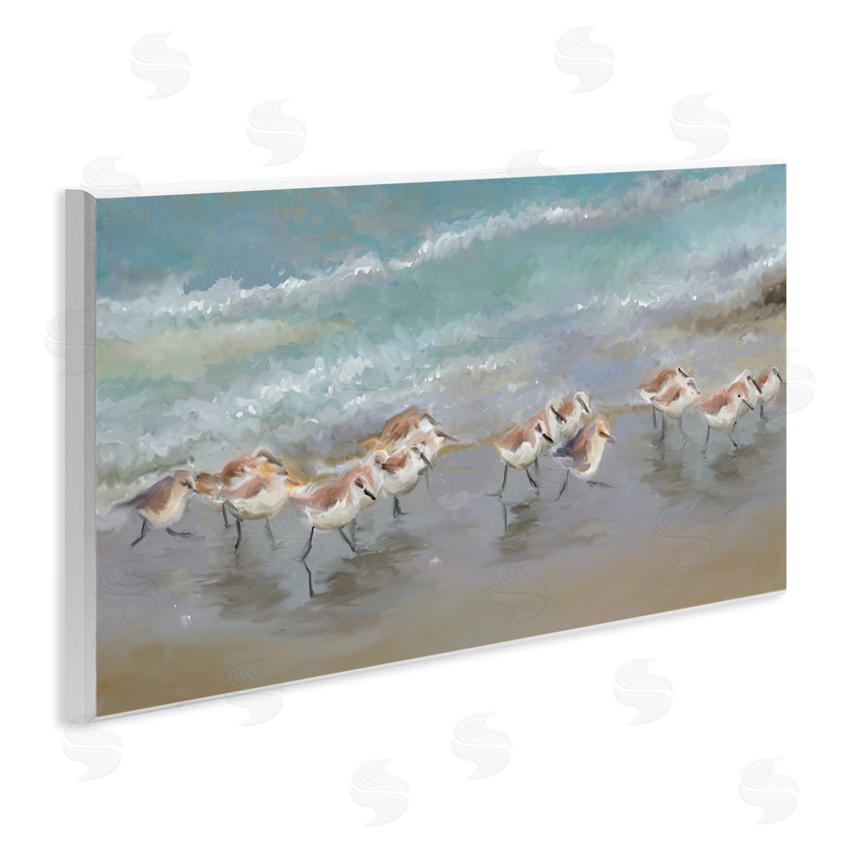 Rick Novak Sandpiper Flock Shoreline Splashing