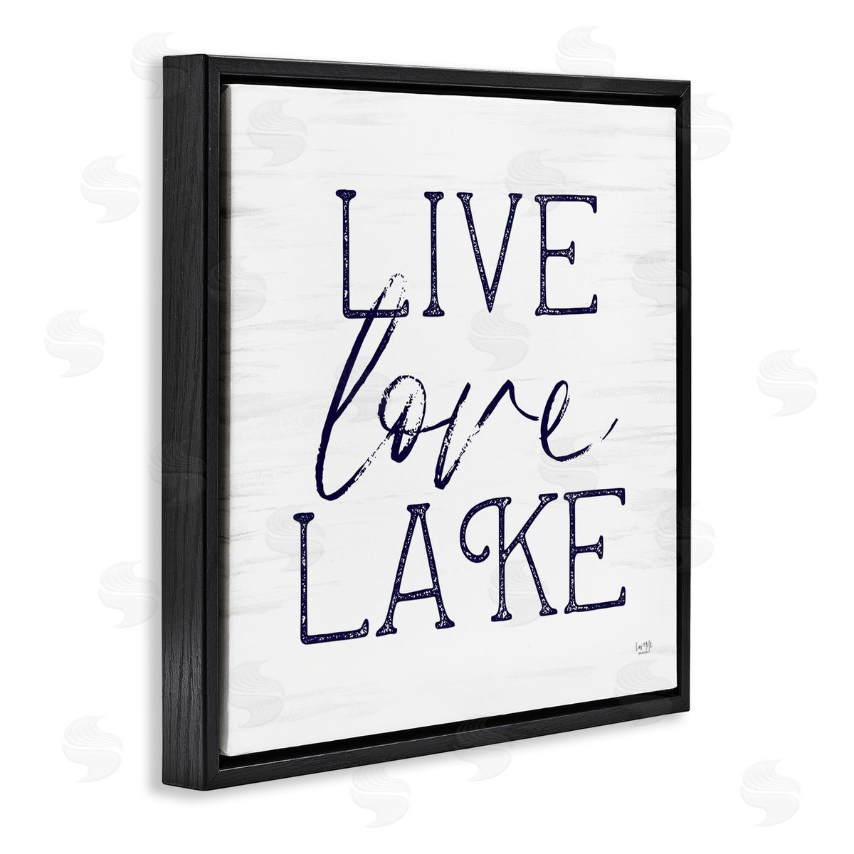 Lux + Me Designs Live Love Lake Rustic Nautical Black Floating Frame Canvas Wall Art Print