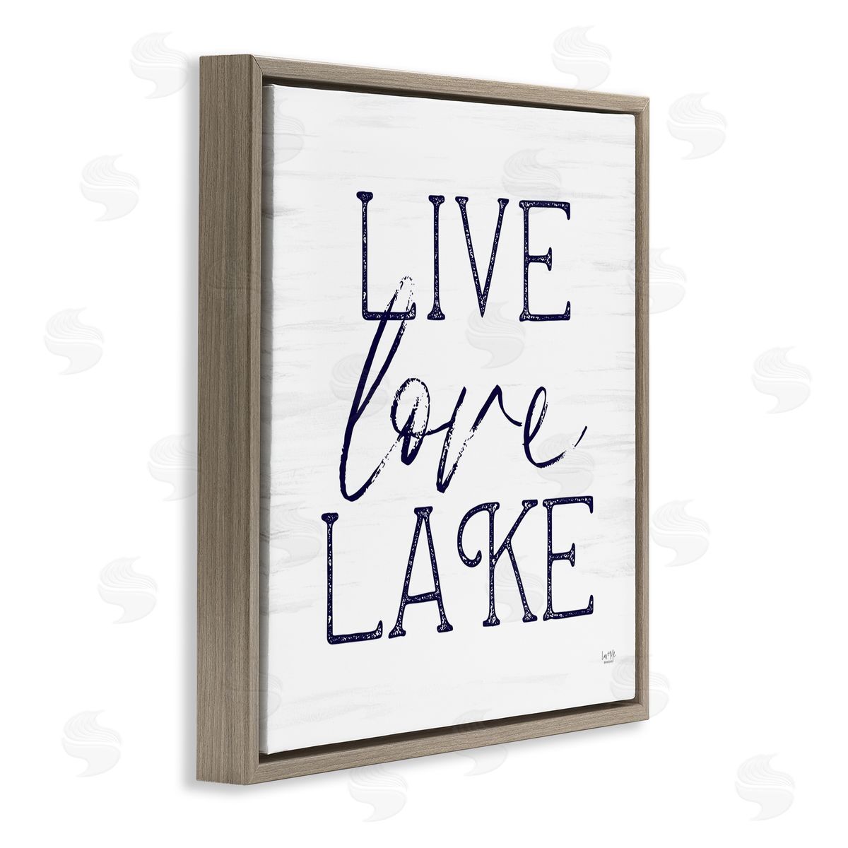 Lux + Me Designs Live Love Lake Rustic Nautical Brown Floating Frame Canvas Wall Art Print