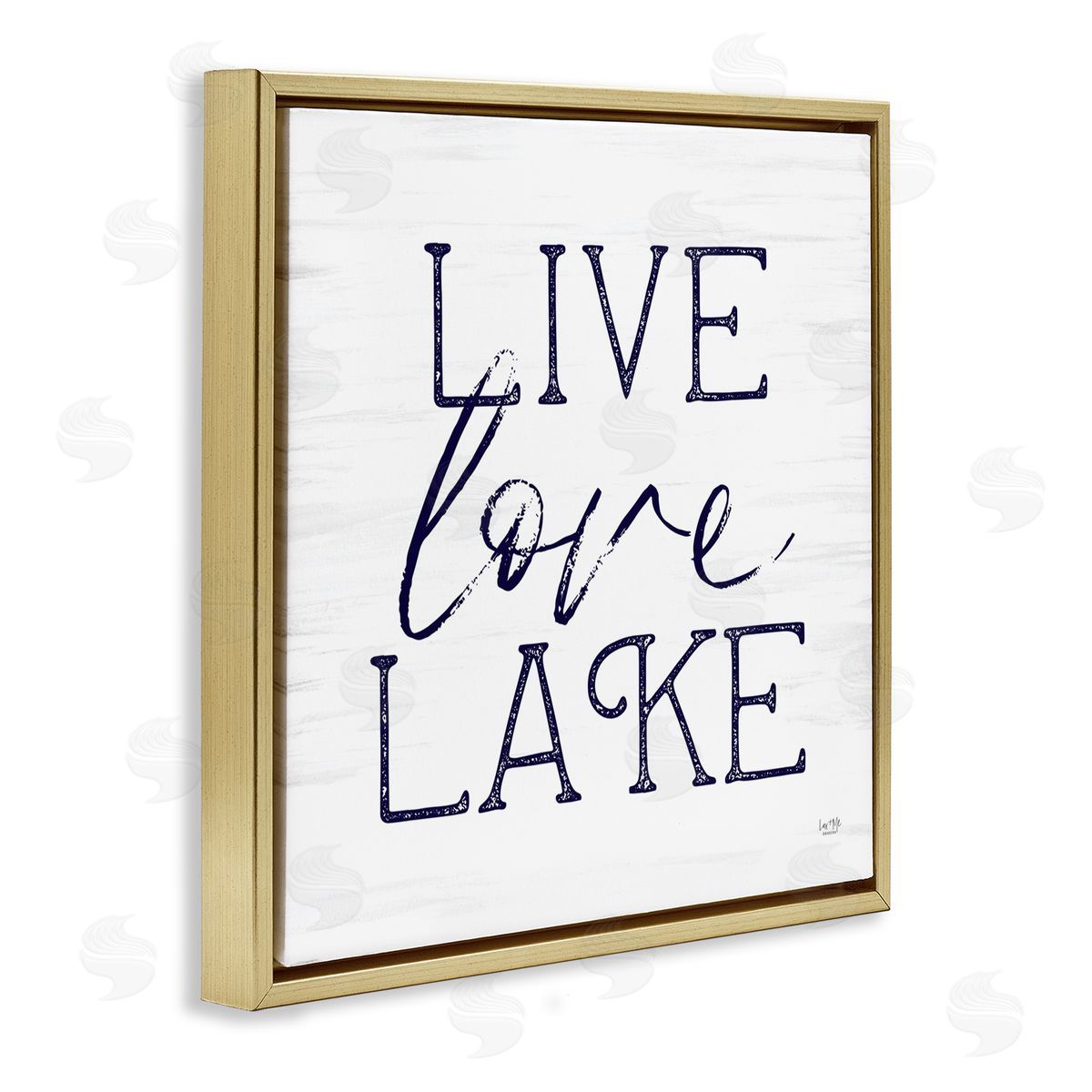 Lux + Me Designs Live Love Lake Rustic Nautical Gold Floating Frame Canvas Wall Art Print