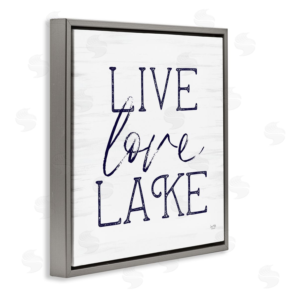 Lux + Me Designs Live Love Lake Rustic Nautical Gray Floating Frame Canvas Wall Art Print