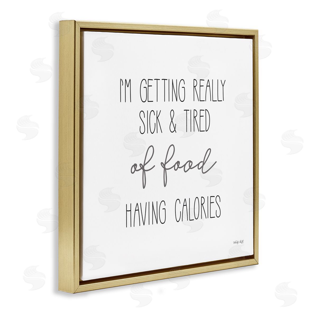 Cindy Jacobs Sick Of Food Having Calories Funny Gold Floating Frame Canvas Wall Art Print