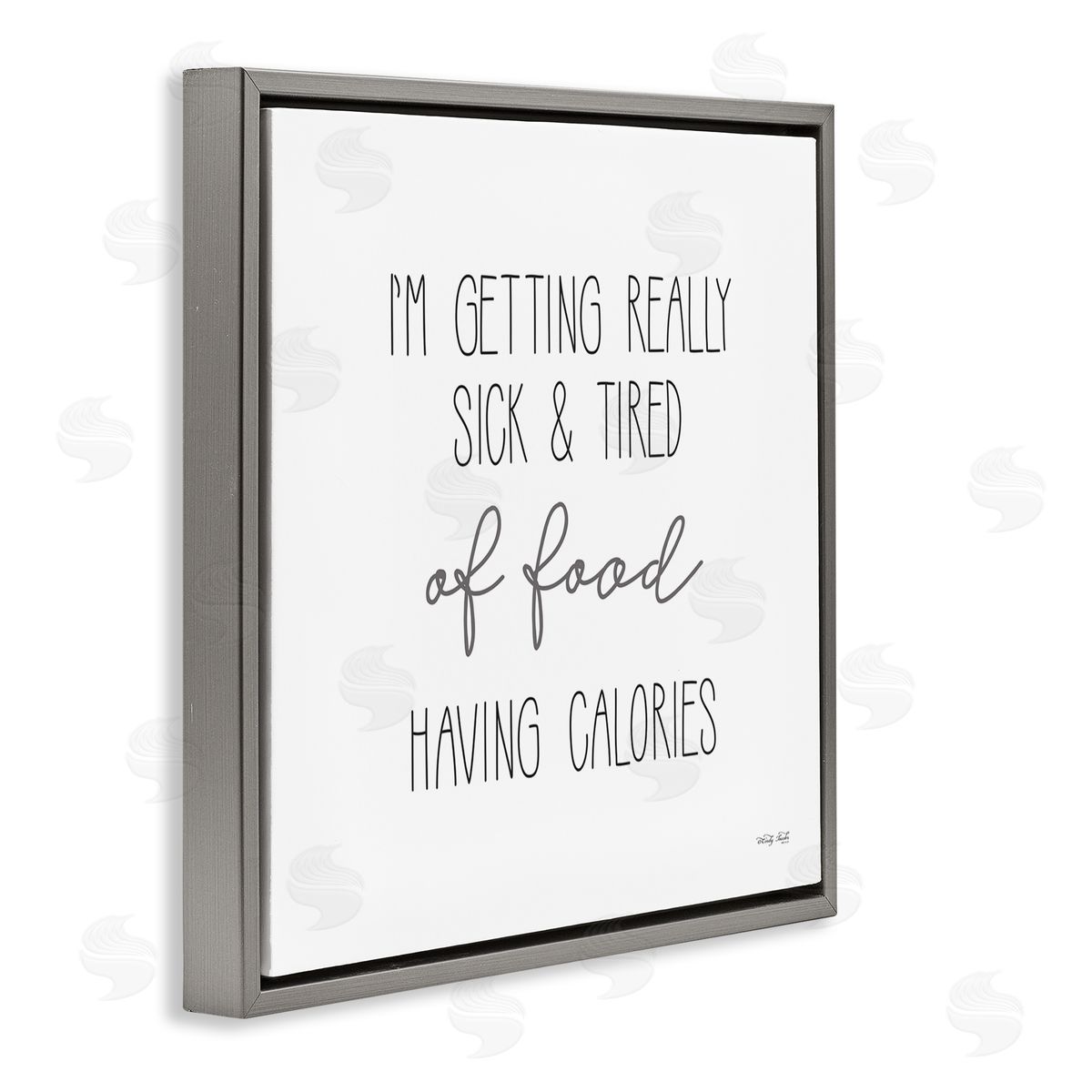 Cindy Jacobs Sick Of Food Having Calories Funny Gray Floating Frame Canvas Wall Art Print