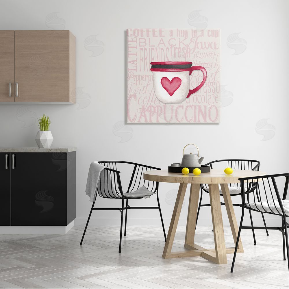 Elizabeth Medley Heart Coffee Mug Latte Kitchen Canvas Wall Art in Room