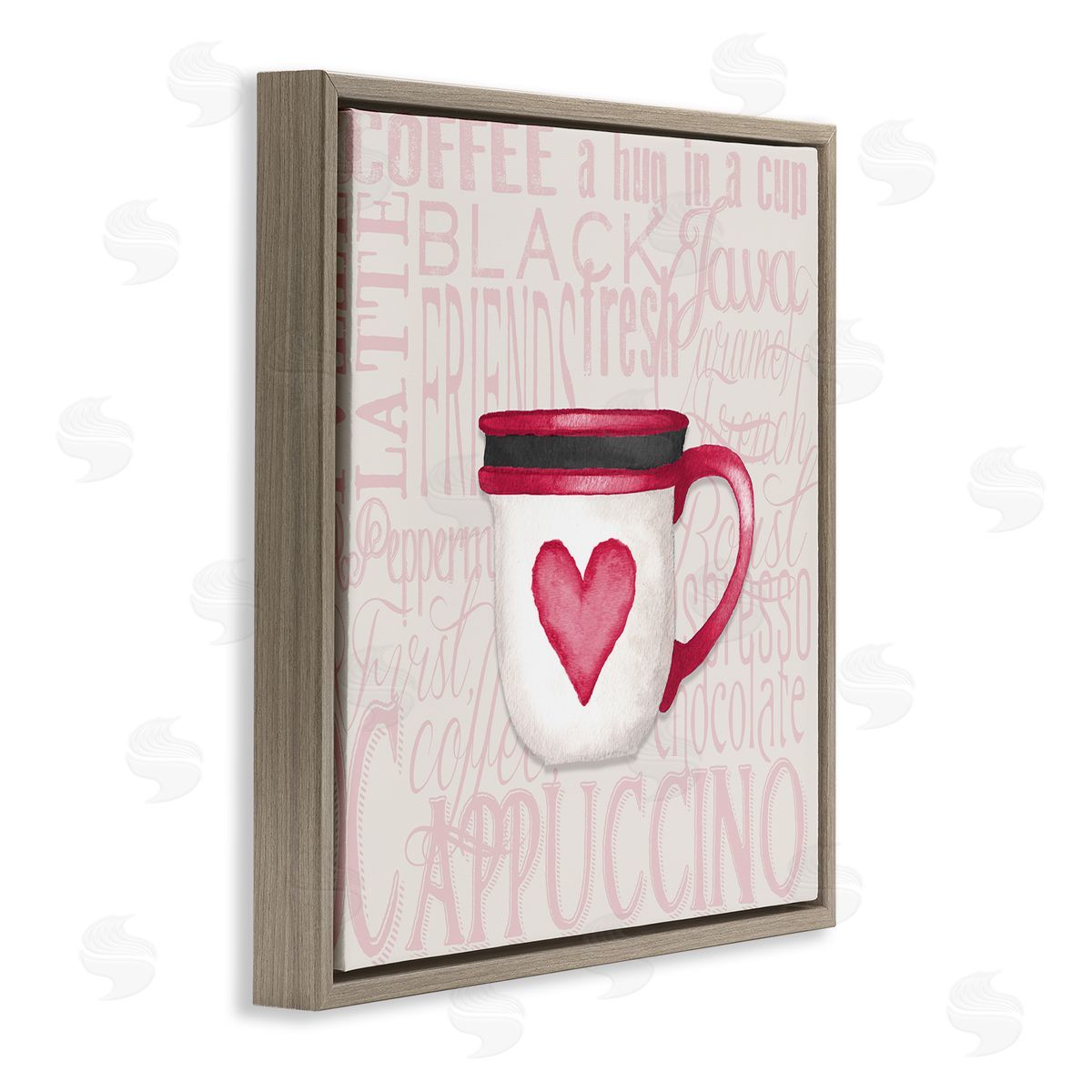 Elizabeth Medley Heart Coffee Mug Latte Kitchen Brown Floating Frame Canvas Wall Art Print