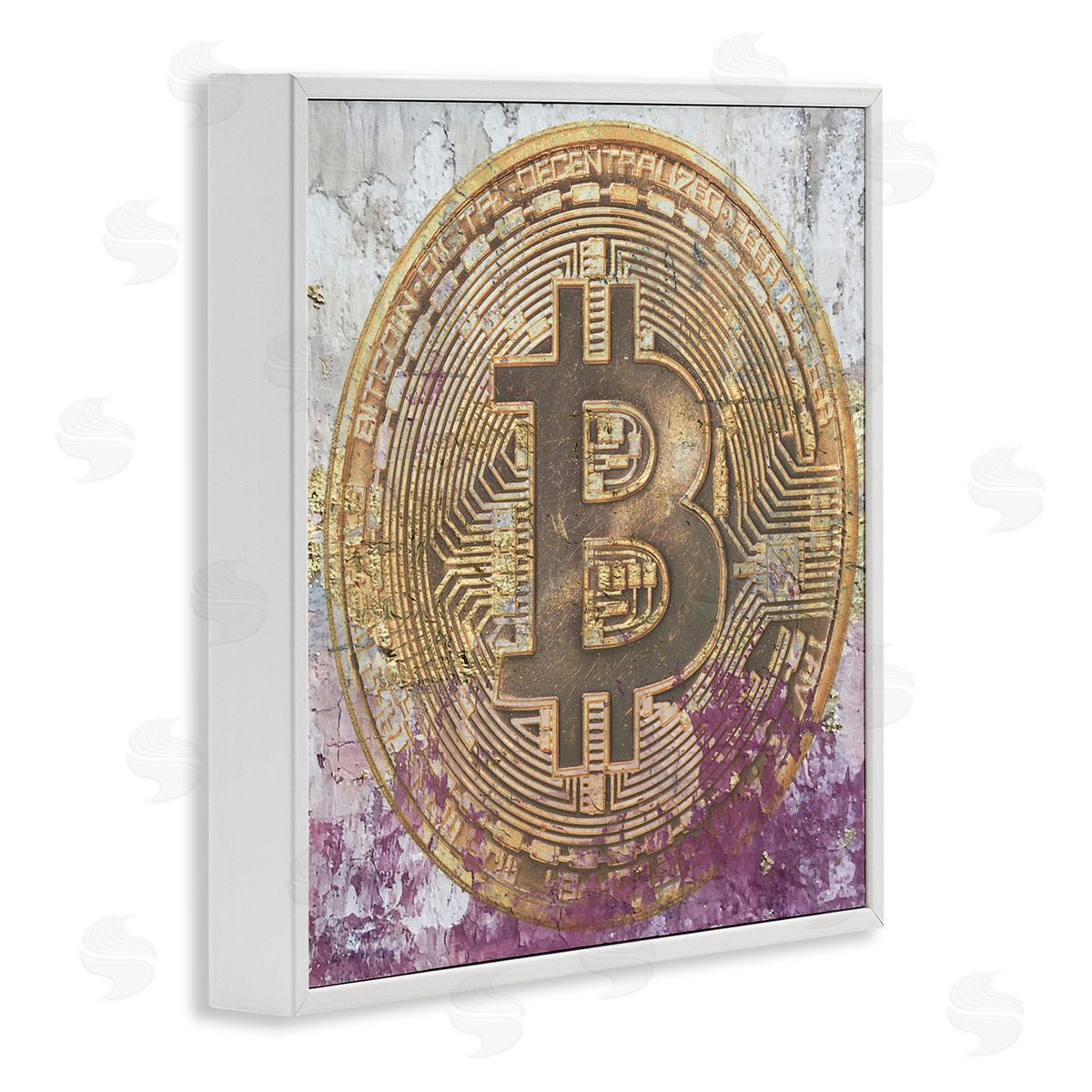 Irena Orlov Abstract Bitcoin Logo Collage White Framed Glicee Wall Art Print