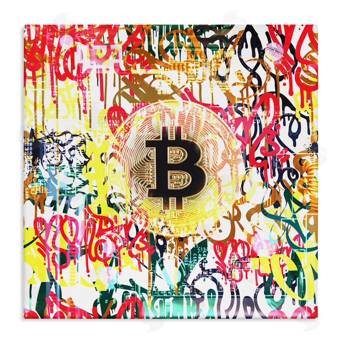 Irena Orlov Urban Graffiti Bitcoin Symbol Stretched Canvas Wall Art Print