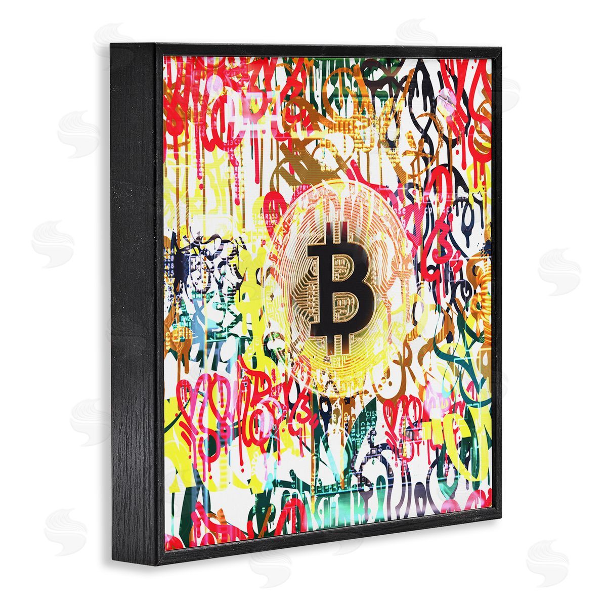 Irena Orlov Urban Graffiti Bitcoin Symbol Black Framed Glicee Wall Art Print