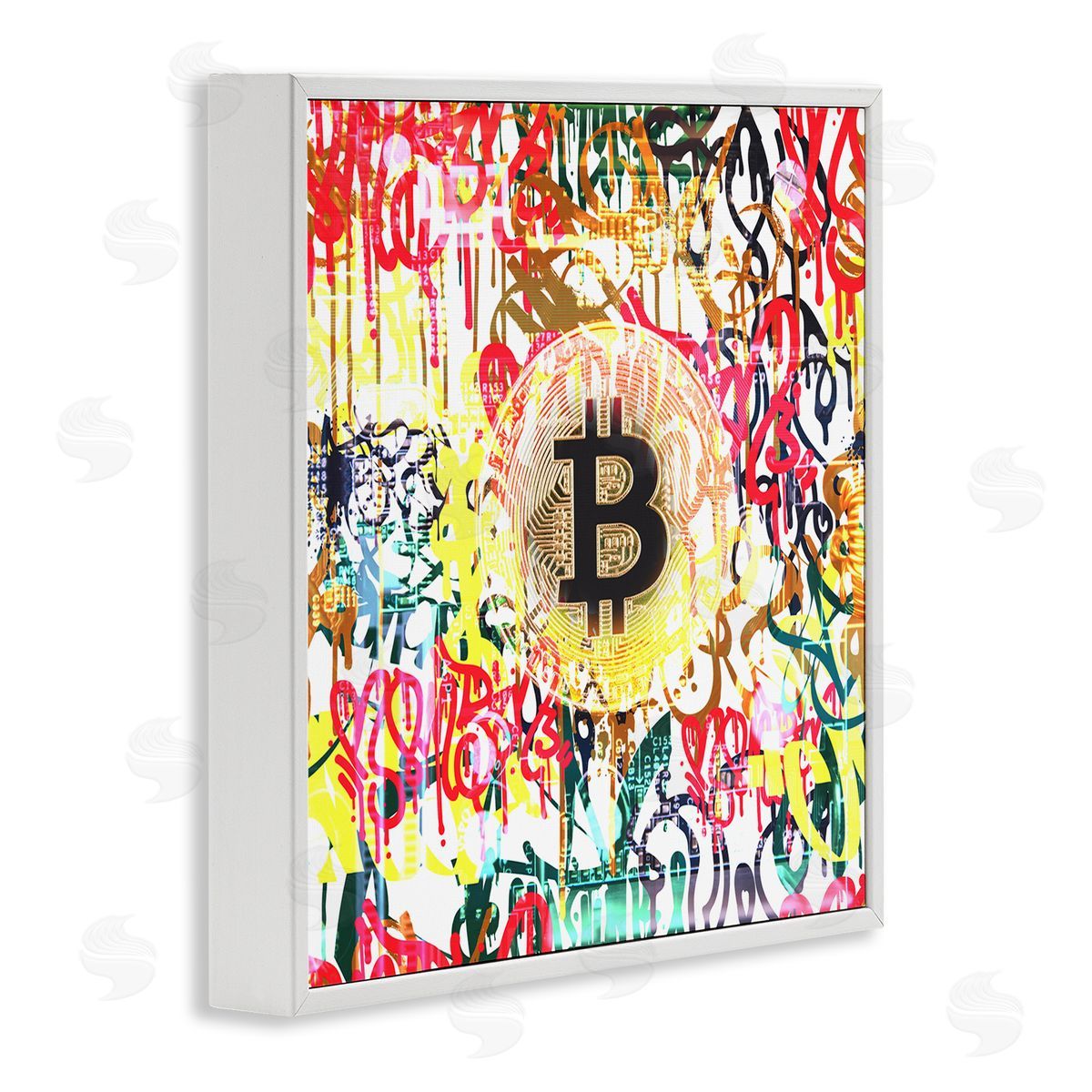 Irena Orlov Urban Graffiti Bitcoin Symbol White Framed Glicee Wall Art Print
