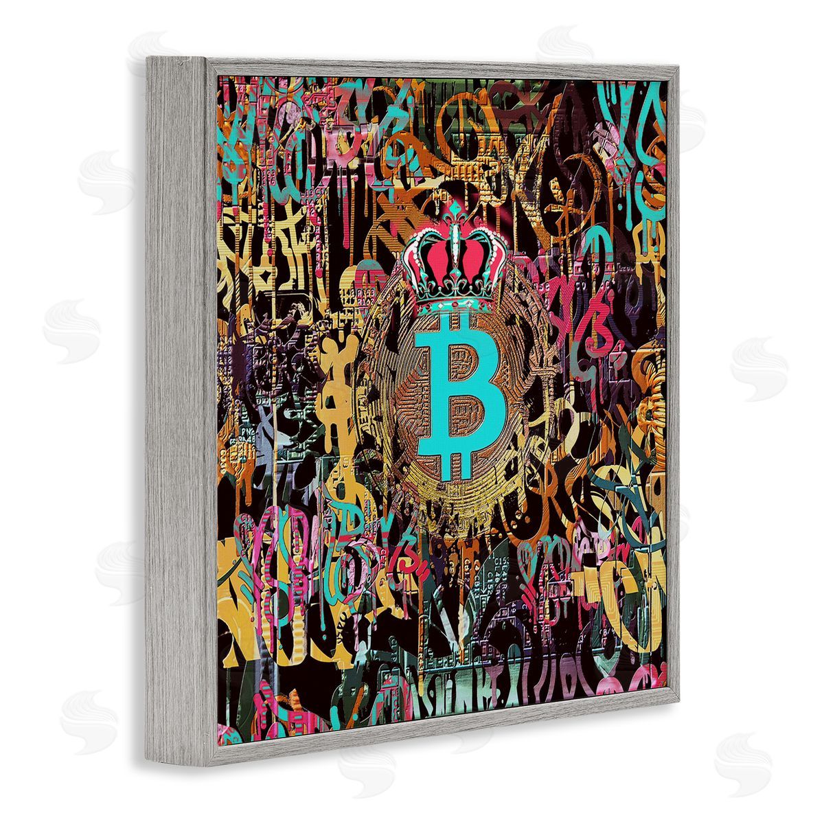 Irena Orlov Graffiti Street Style Bitcoin Symbol Gray Framed Glicee Wall Art Print