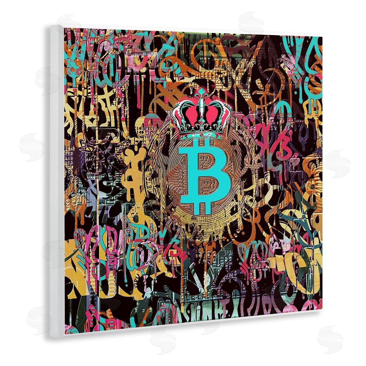 Irena Orlov Graffiti Street Style Bitcoin Symbol Wooden Wall Plaque Art Print