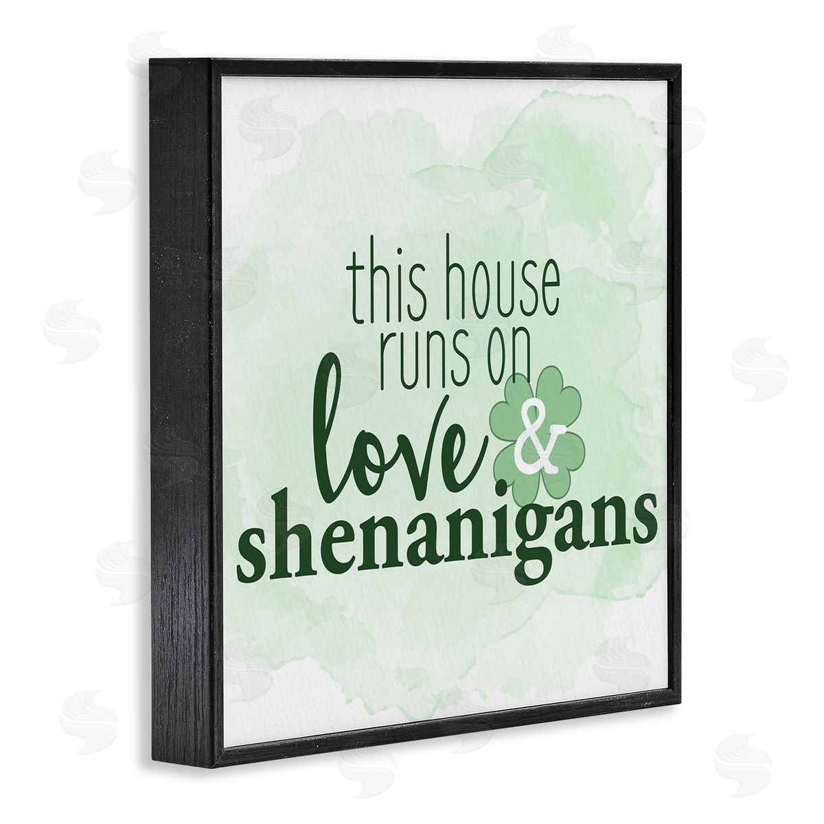 Kim Allen Love & Shenanigans Family Shamrock Phrase Black Framed Glicee Wall Art Print